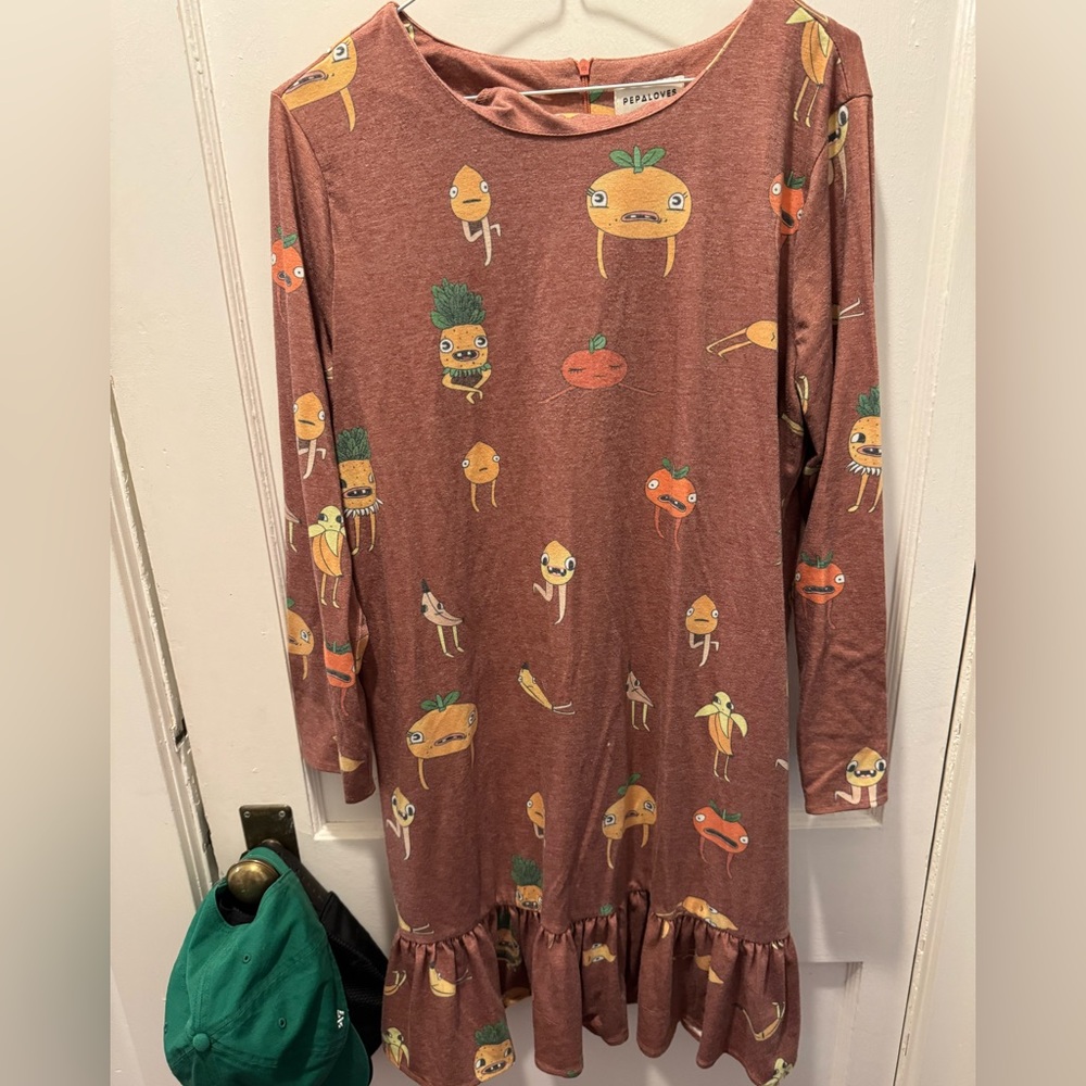 Funny vegetable/fruit print sweater